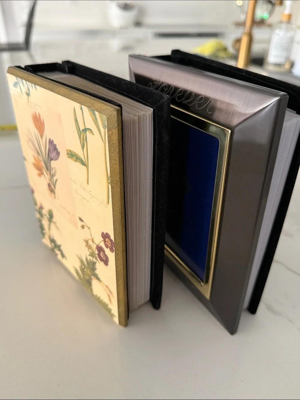Photo Album frame - engraved with forever friends and floral wood cover album